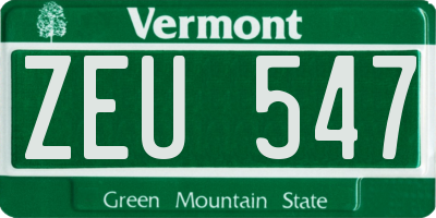 VT license plate ZEU547
