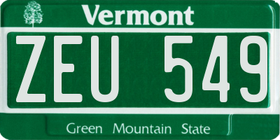 VT license plate ZEU549