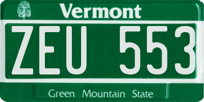 VT license plate ZEU553