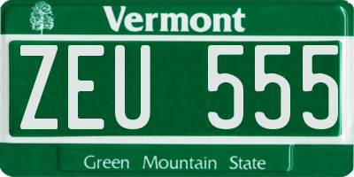 VT license plate ZEU555