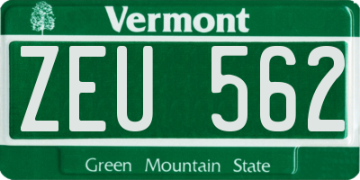 VT license plate ZEU562
