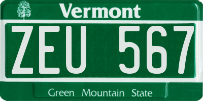 VT license plate ZEU567