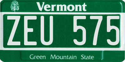VT license plate ZEU575