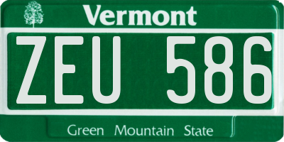 VT license plate ZEU586