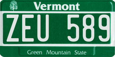 VT license plate ZEU589