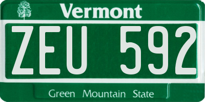 VT license plate ZEU592