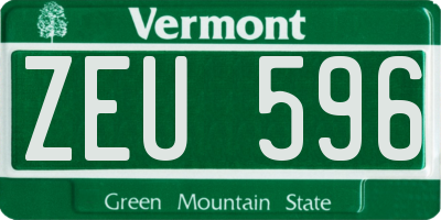 VT license plate ZEU596