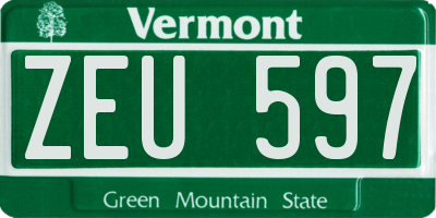 VT license plate ZEU597