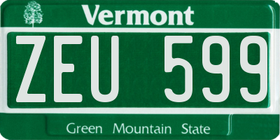 VT license plate ZEU599