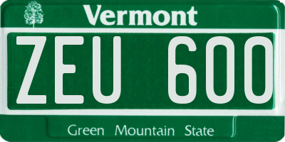 VT license plate ZEU600