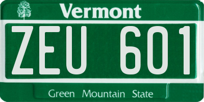 VT license plate ZEU601