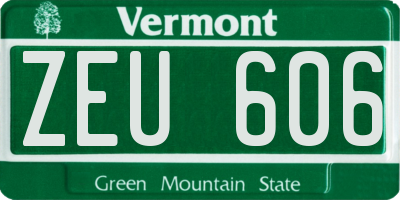 VT license plate ZEU606