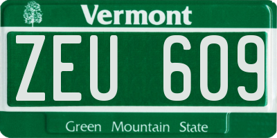 VT license plate ZEU609