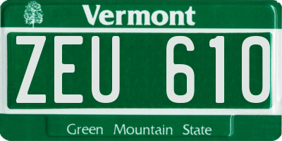 VT license plate ZEU610