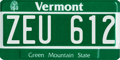 VT license plate ZEU612