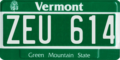 VT license plate ZEU614