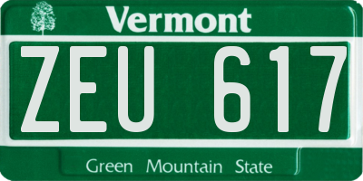 VT license plate ZEU617