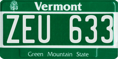 VT license plate ZEU633