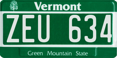 VT license plate ZEU634