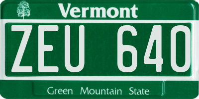 VT license plate ZEU640