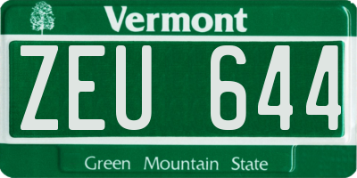 VT license plate ZEU644