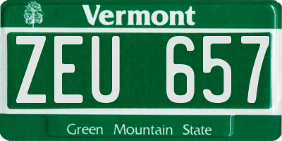 VT license plate ZEU657