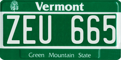 VT license plate ZEU665