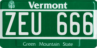 VT license plate ZEU666