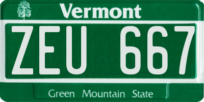 VT license plate ZEU667