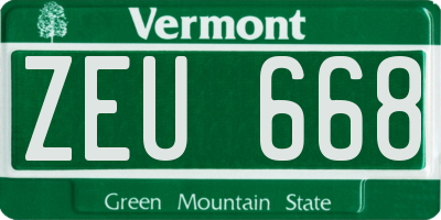 VT license plate ZEU668