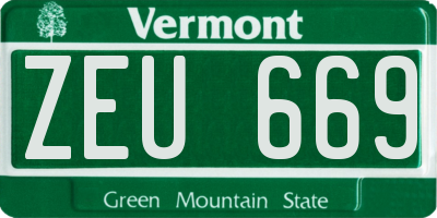 VT license plate ZEU669
