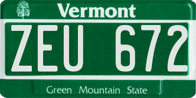 VT license plate ZEU672