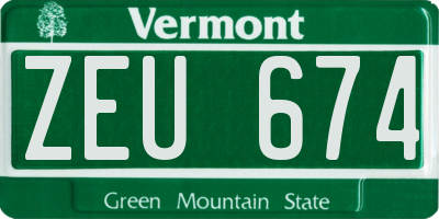 VT license plate ZEU674
