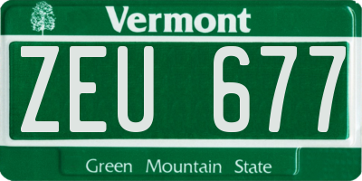 VT license plate ZEU677