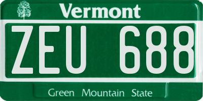VT license plate ZEU688