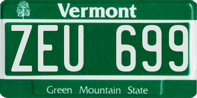 VT license plate ZEU699