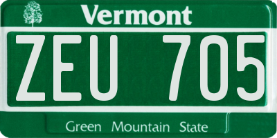 VT license plate ZEU705