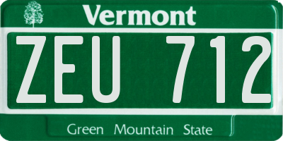 VT license plate ZEU712