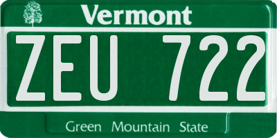VT license plate ZEU722