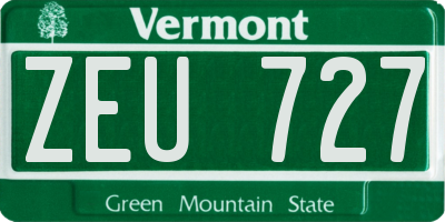 VT license plate ZEU727