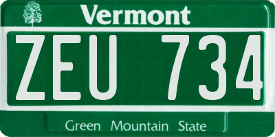VT license plate ZEU734