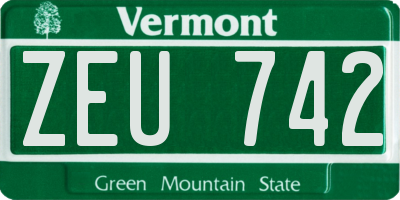 VT license plate ZEU742