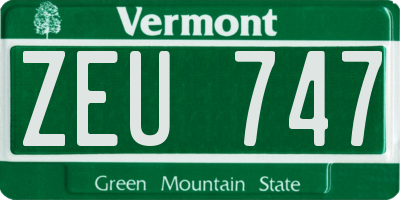 VT license plate ZEU747