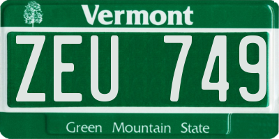 VT license plate ZEU749