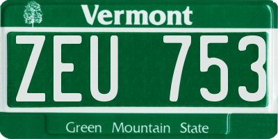 VT license plate ZEU753