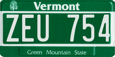 VT license plate ZEU754