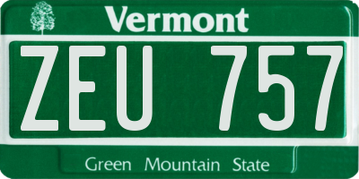 VT license plate ZEU757
