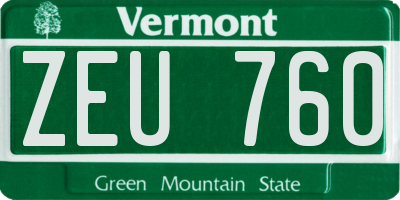 VT license plate ZEU760