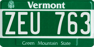 VT license plate ZEU763