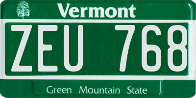 VT license plate ZEU768